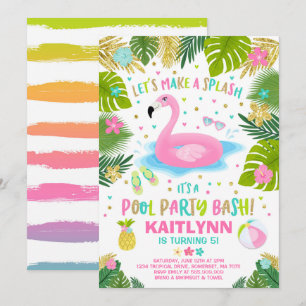 Flamant rose Pool Party Invitation Flamant rose tr