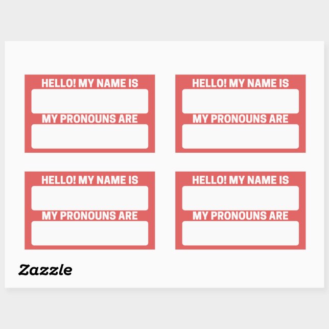 Flamant rose Red Nom & Pronoun Étiquettes (Feuille)