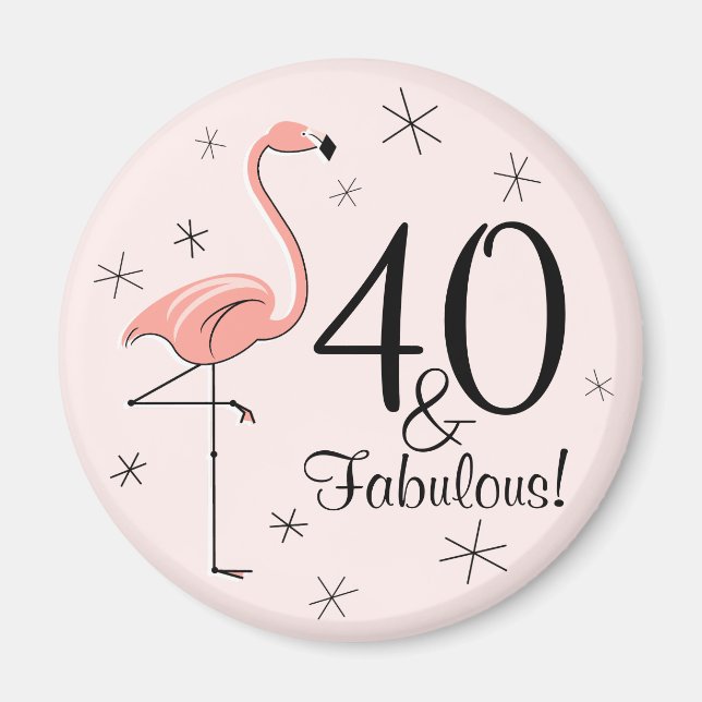 Flamant rose rose 40 et fabuleux ! aimant (Devant)