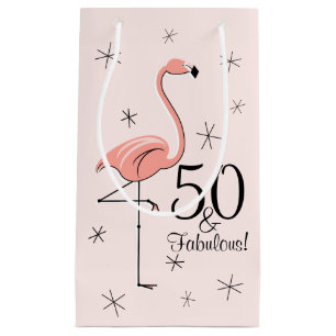 Flamant rose rose '50 et fabuleux!' sac cadeau pet
