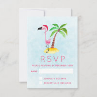 Flamant rose rose à Santa Hat RSVP