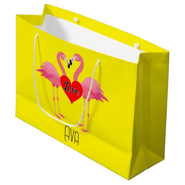 Flamant rose rose Amour Design - Sac cadeau - Gran (Devant Angle)