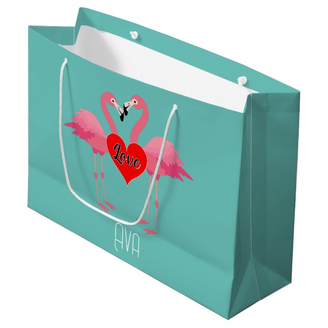 Flamant rose rose Amour Design - Sac cadeau - Gran (Devant Angle)