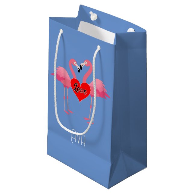 Flamant rose rose Amour Design - Sac cadeau - Peti (Devant Angle)