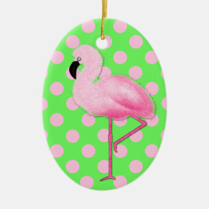 Flamant rose rose blanc ornement de Noël
