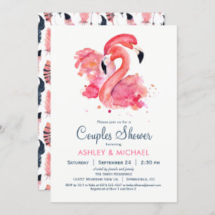 Flamant rose rose Chic Couples Douche Invitation