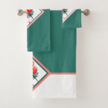 Flamant rose rose corail sur vert tropical