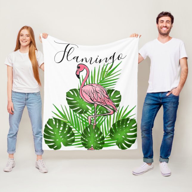 Flamant rose rose, couverture en polaire Feuille t (En situation)
