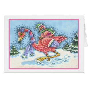 FLAMANT ROSE ROSE DE NEIGE PROFONDE, CARTE DE SALU
