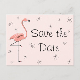 Flamant rose rose "Enregistrer la date" carte post