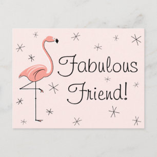 Flamant rose Rose "Fabuleux Ami !" carte postale