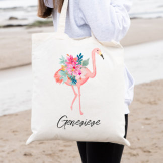 Flamant rose rose Flore tropicale Sac fourre-tout