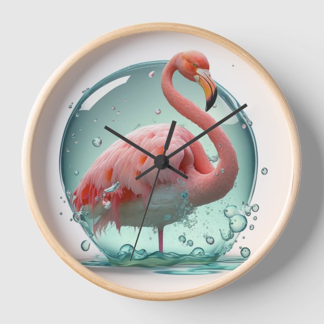 Flamant rose rose Horloge pour la meilleure atmosp (Recto)