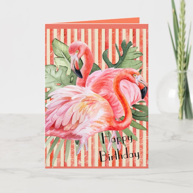 Flamant rose rose Joyeux anniversaire Personnalisé (Devant)