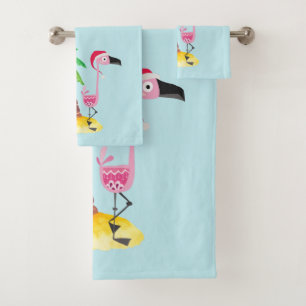 Flamant rose rose lunique Noël tropical