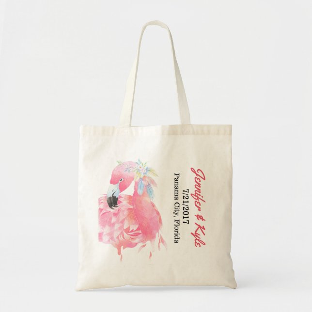 Flamant rose rose Mariage en faveur Sac fourre-tou (Devant)
