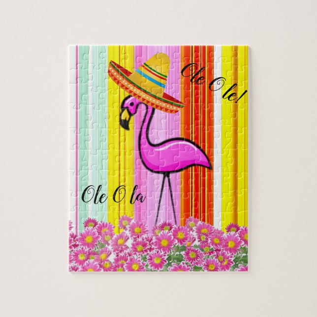Flamant rose rose mexicain Ole Ola Jigsaw Puzzle D (Vertical)