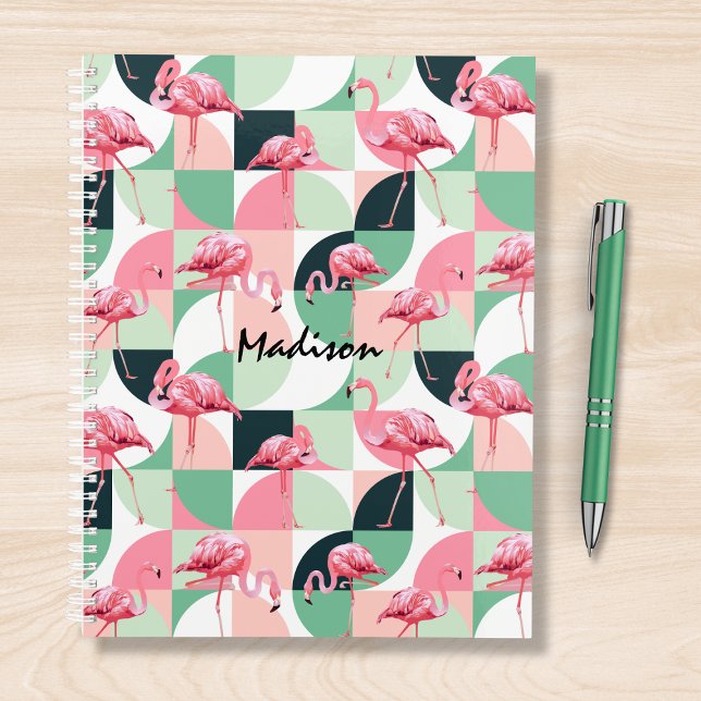 Flamant rose rose moderne géométrique Fille person (Créateur téléchargé)
