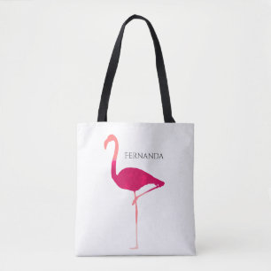 Flamant rose rose moderne Silhouette avec sac de n