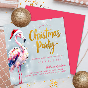 Flamant rose rose Noël Invitation