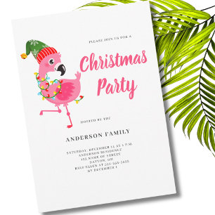 Flamant rose rose Noël Invitation