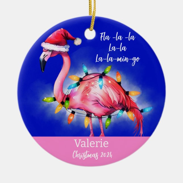Flamant rose rose ornement personnalisé (Devant)