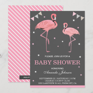 Flamant rose rose pâle Invitation Baby shower