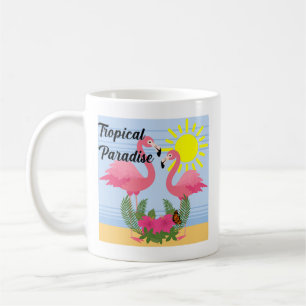 Flamant rose rose Paradis tropical - Mug classique