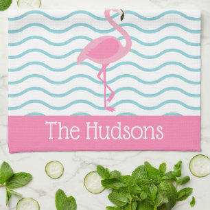 Flamant rose rose Serviette de cuisine personnalis