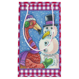 Flamant rose ROSE SNOWMAN NOËL CADEAU SAC PETIT