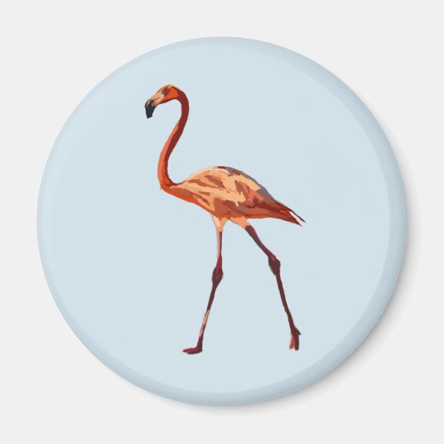 Flamant rose rose Standard, Aimant rond De 5,7 Cm (Devant)