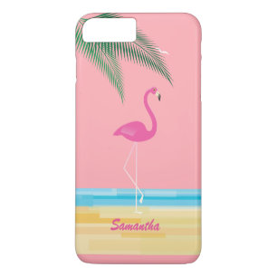 Flamant rose rose sur Beach iPhone 7 Plus Coque Co