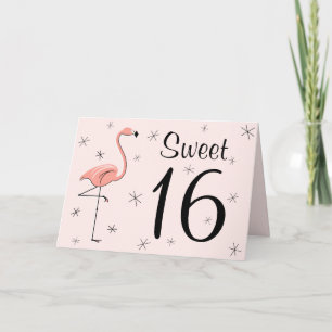 Flamant rose Rose Sweet 16 Bonne carte d'anniversa