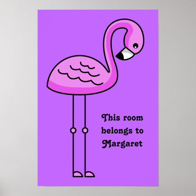 Flamant rose rose, texte personnalisé et affiche c (Devant)