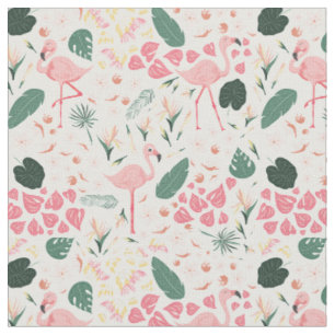 Flamant rose rose Tissu Motif tropical