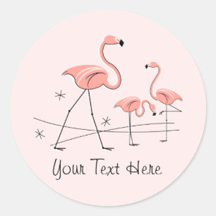 Flamant rose rose Trio 2 Texte autocollant