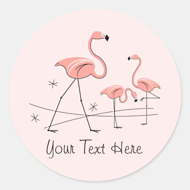 Flamant rose rose Trio 2 Texte autocollant (Devant)