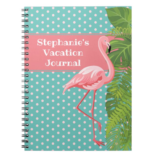 Flamant rose rose tropical Polka-dot Journal de va (Devant)