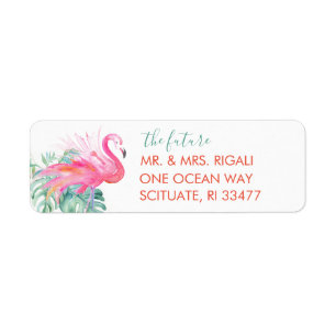 Flamant rose rose tropicale Aquarelle Adresse de r