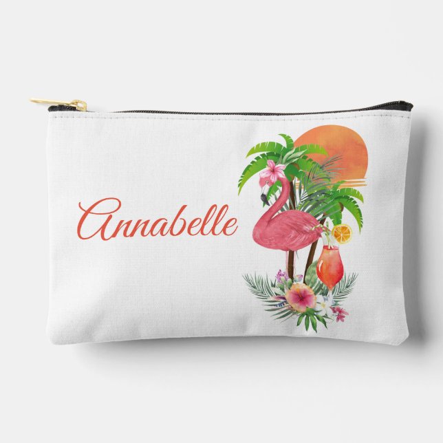 Flamant rose rose Vacances Petit Accessoire Sac (Recto)