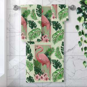 Flamant rose rose Vert Feuilles Lily