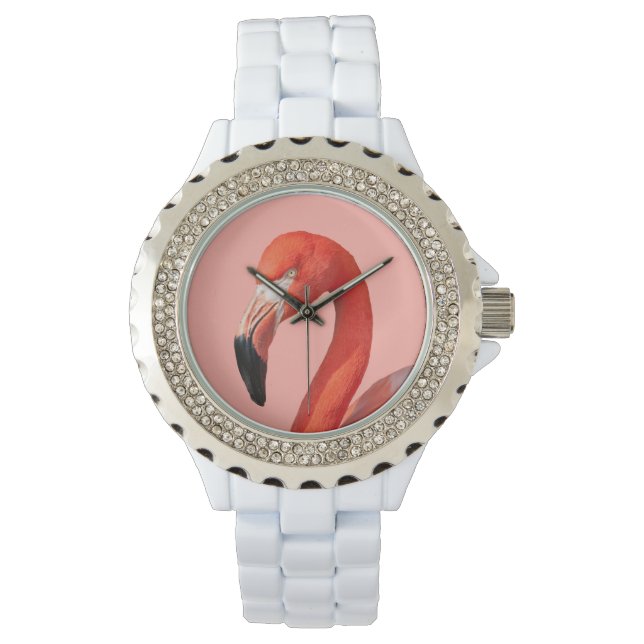 Flamant rose rose Visage Femme Montre (devant)