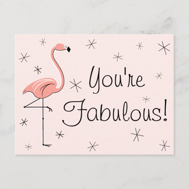 Flamant rose rose "Vous êtes fabuleux !" carte pos (Devant)