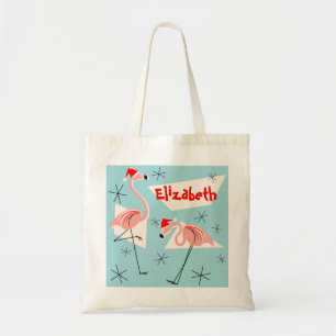 Flamant rose Santas Blue Nom sac fourre-tout