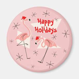 Flamant rose Santas rose Happy Holidays aimant aut