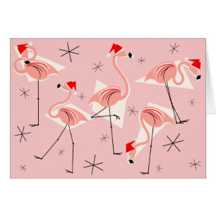 Flamant rose Santas rose Joyeux Noël horizontal