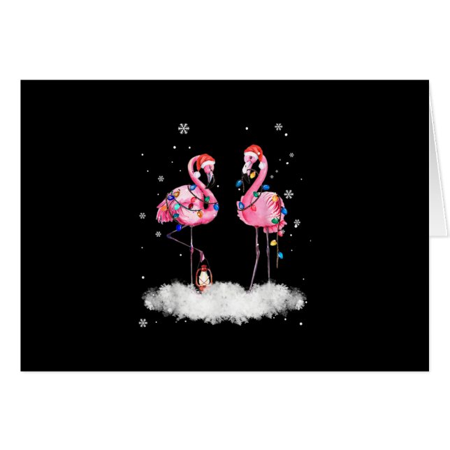 Flamant rose sapin de Noël Santa Hat Lumière (Devant horizontal)
