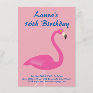 Flamant rose Sweet 16 Anniversaire Invitation de f
