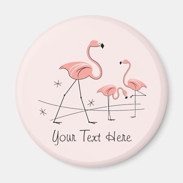 Flamant rose Texte rose Trio 2 aimant (Devant)