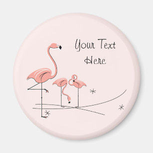 Flamant rose Texte rose Trio 4 aimant
